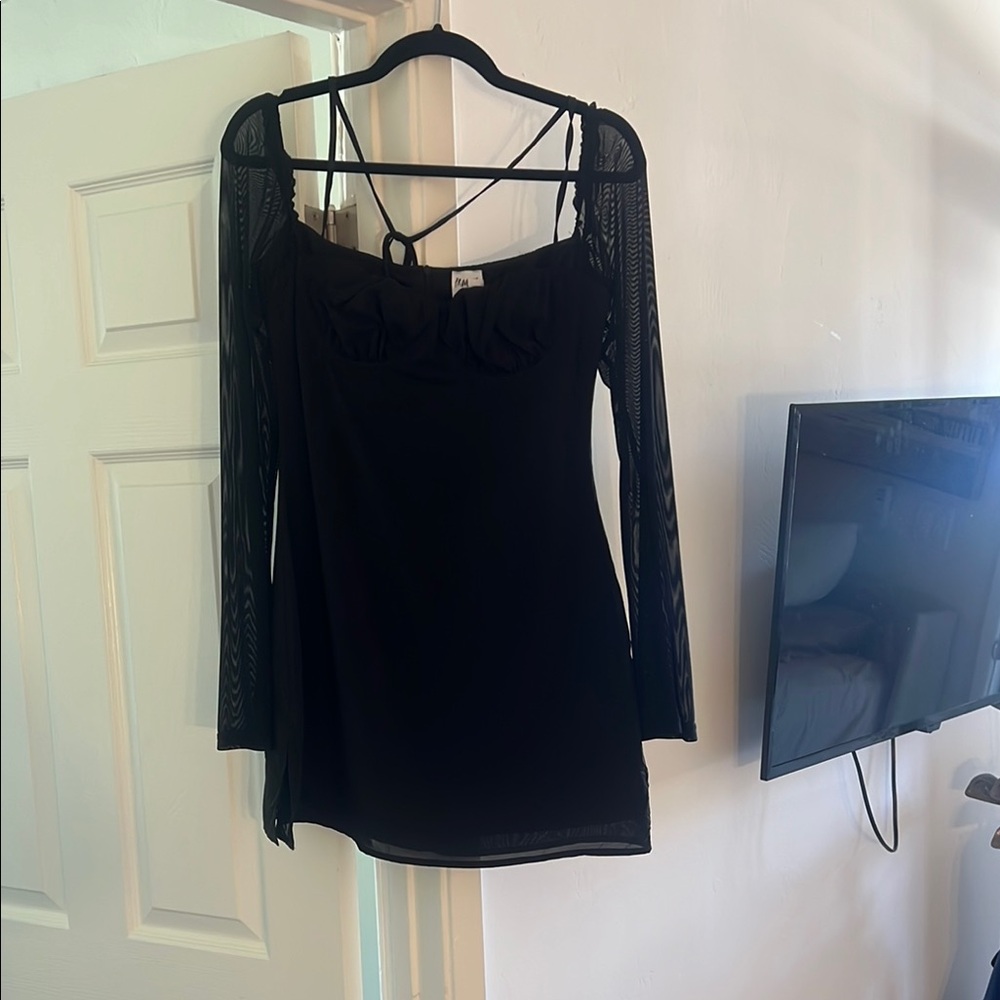 Black Mesh Sleeve Dress